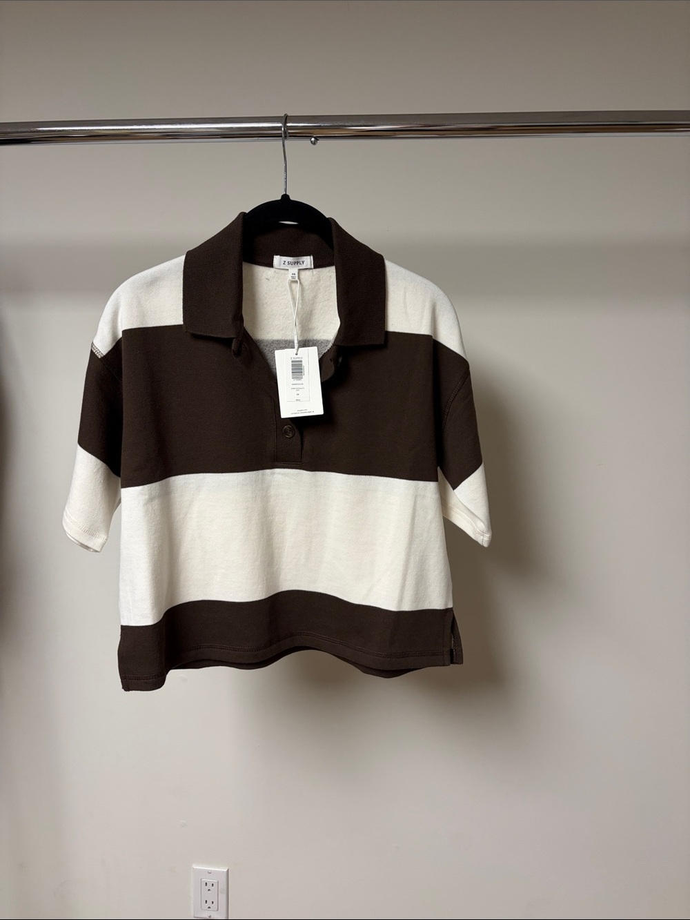 Z supply mariner polo top dark chocolate